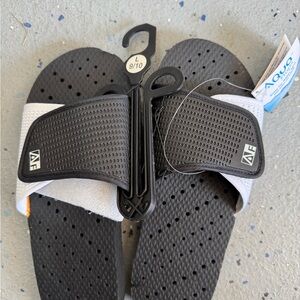 Aqua Black and White Men’s Slide Sandals